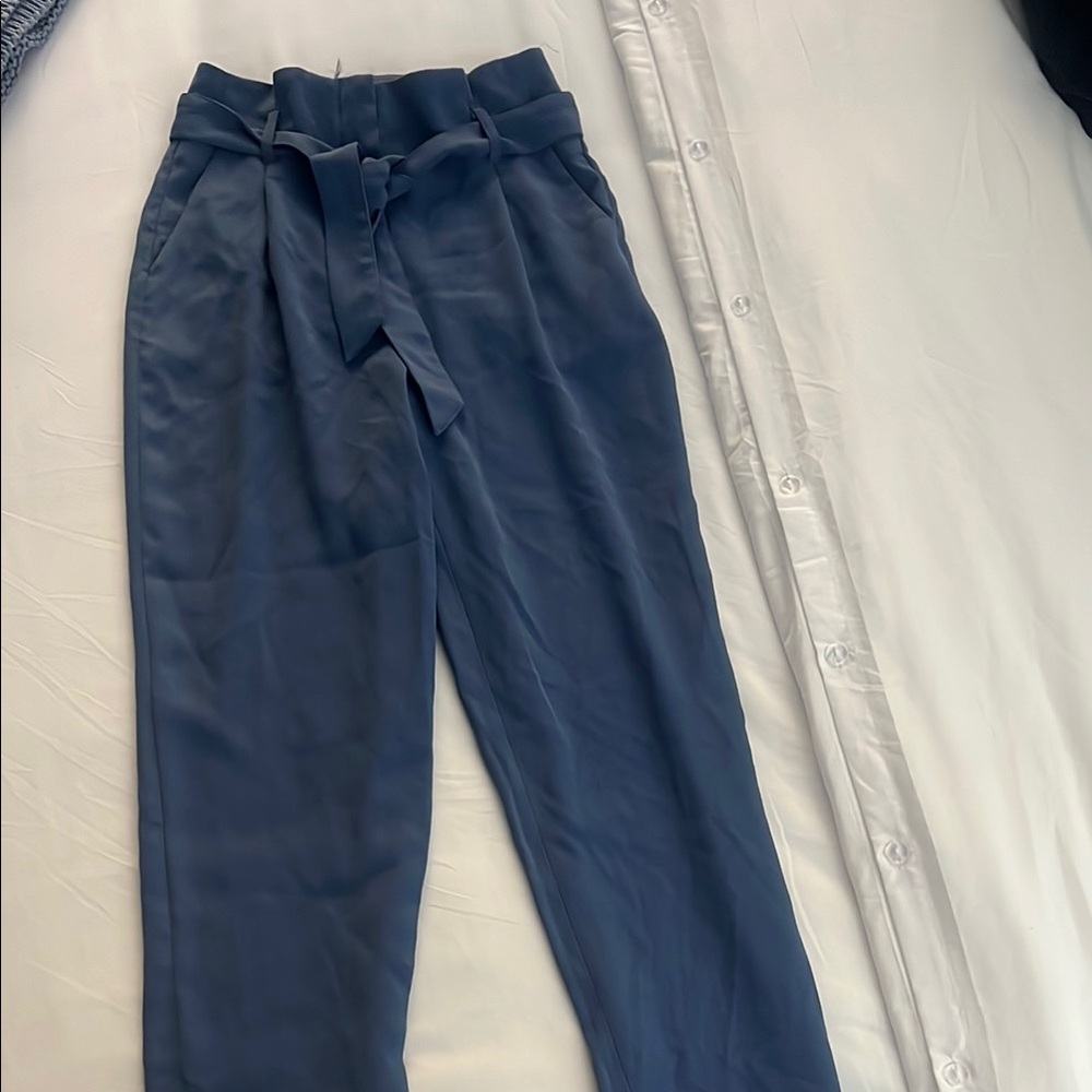 H&M Blue Trousers with Relaxed Fit and Elastic Waistband